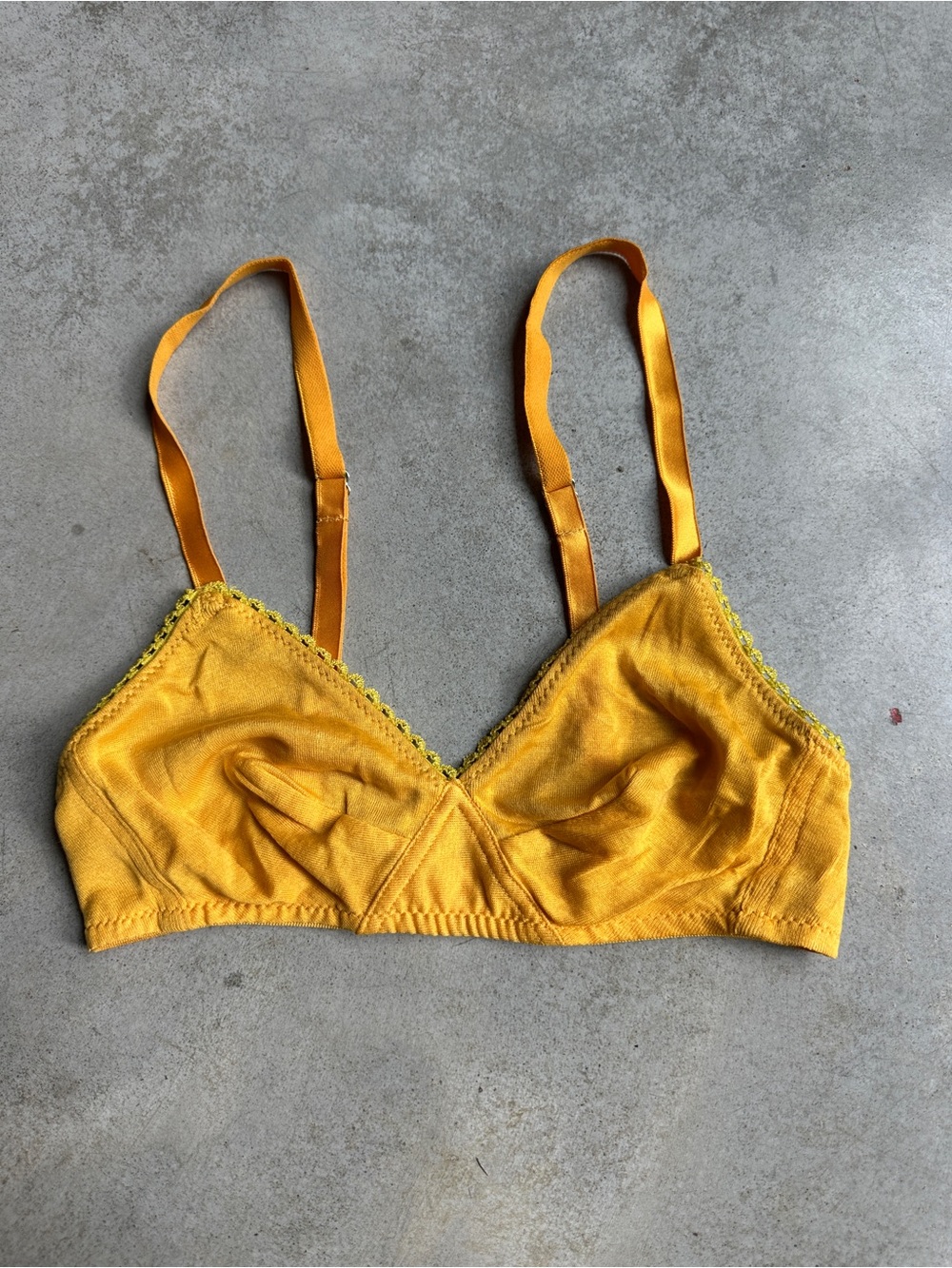Araks - Antonia Organic Cotton Bralette in Mustard Yellow with Lace Trim